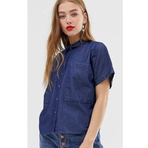 Noisy May short sleeve denim shirt NWT - Picture 1 of 6